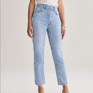 AGOLDE Riley High Rise Crop Straight Jeans in blur